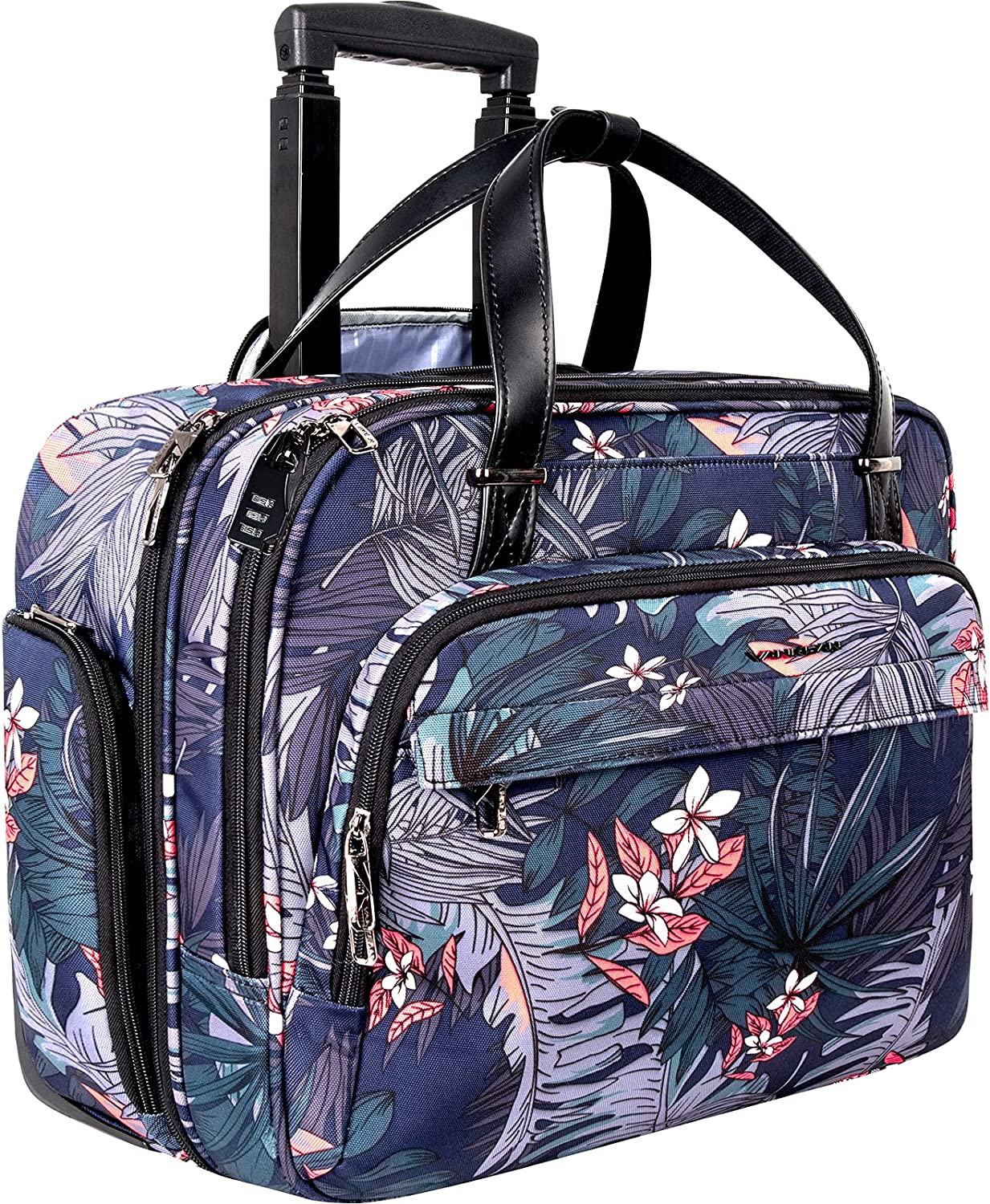 Rolling Briefcase, Floral Blue (15.6")