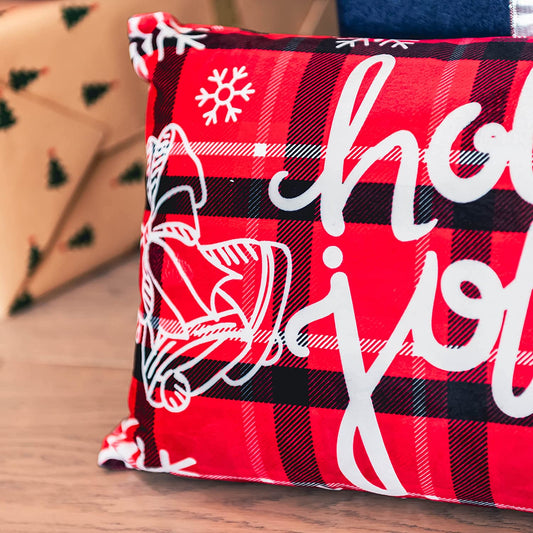 Set of 4 Christmas Plaid Pillowcases, 12"x20"