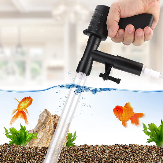 Gravel vacuum cleaner for aquariums. Button