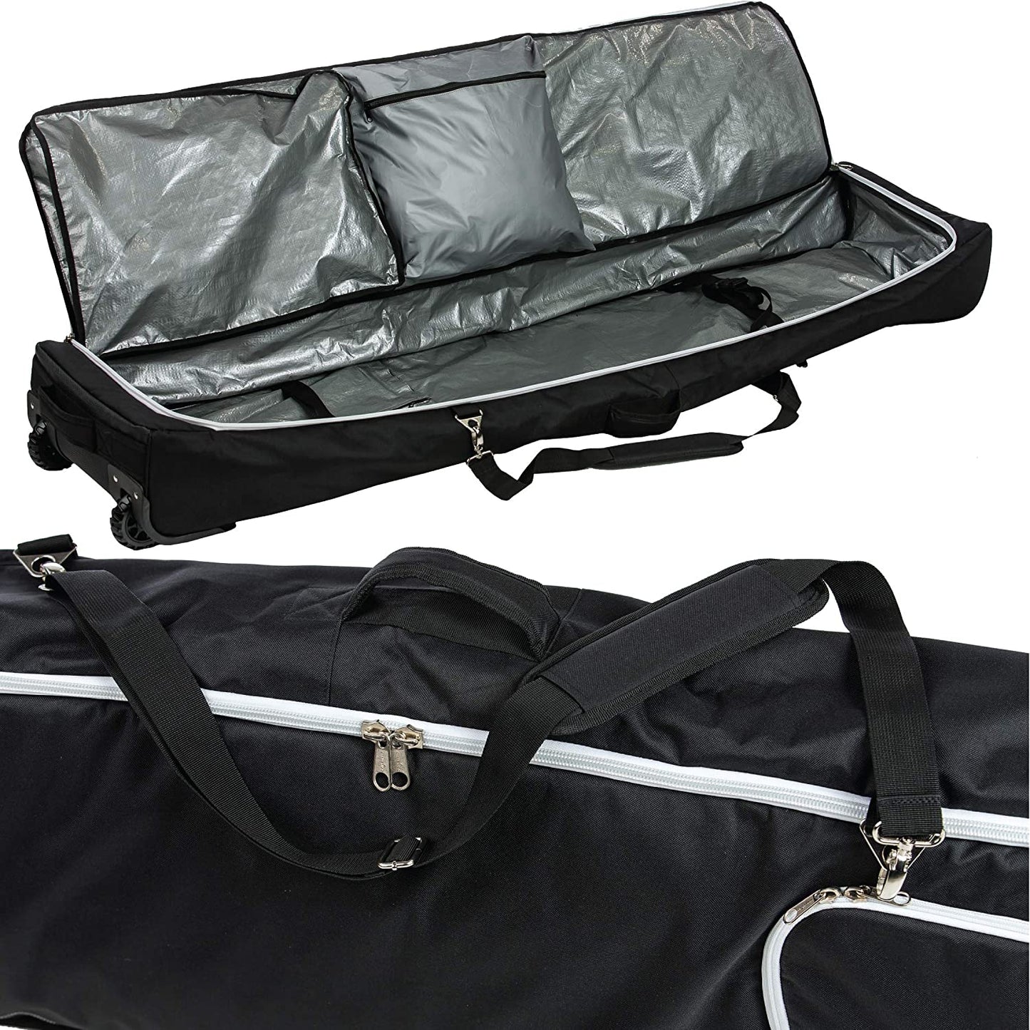 Padded snowboard bag with wheels, Size: 157 cm, (Color: Black)