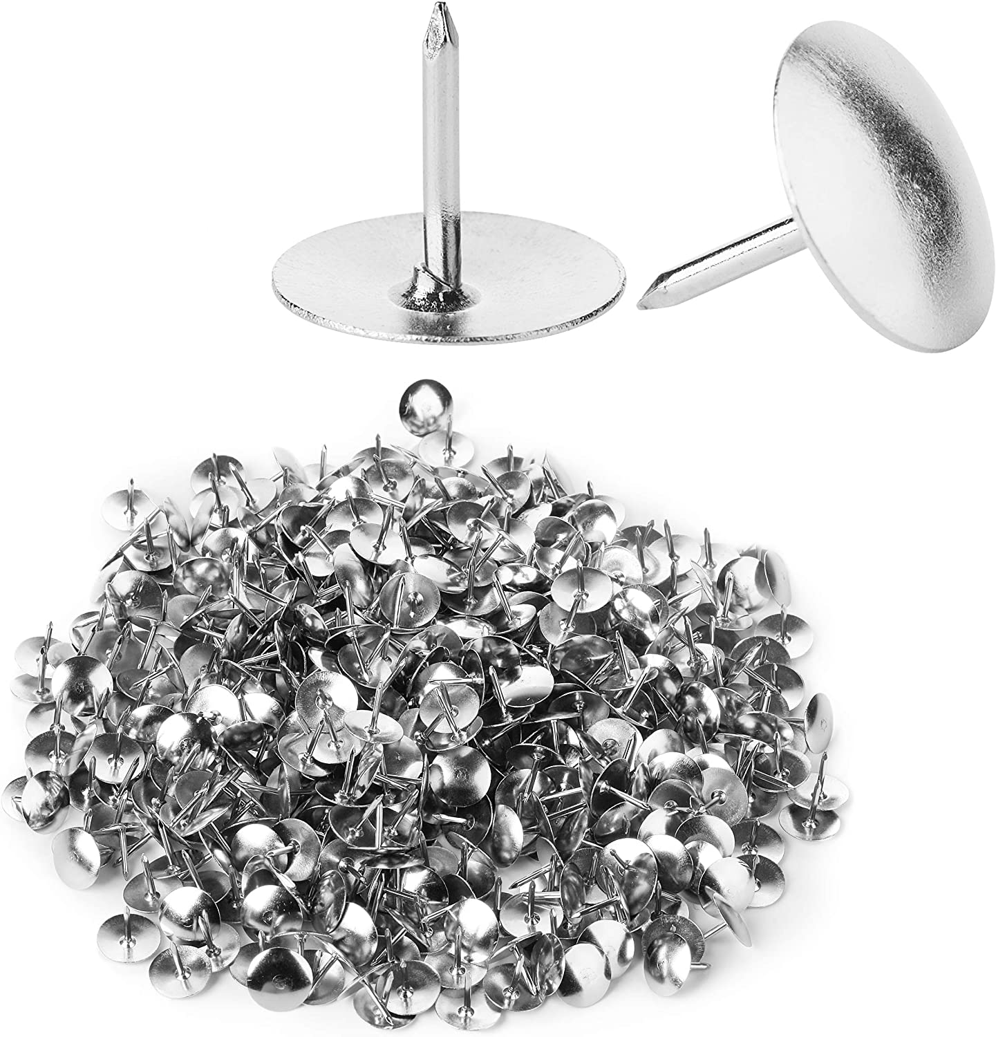 Flat silver thumbtacks, 500-Pack