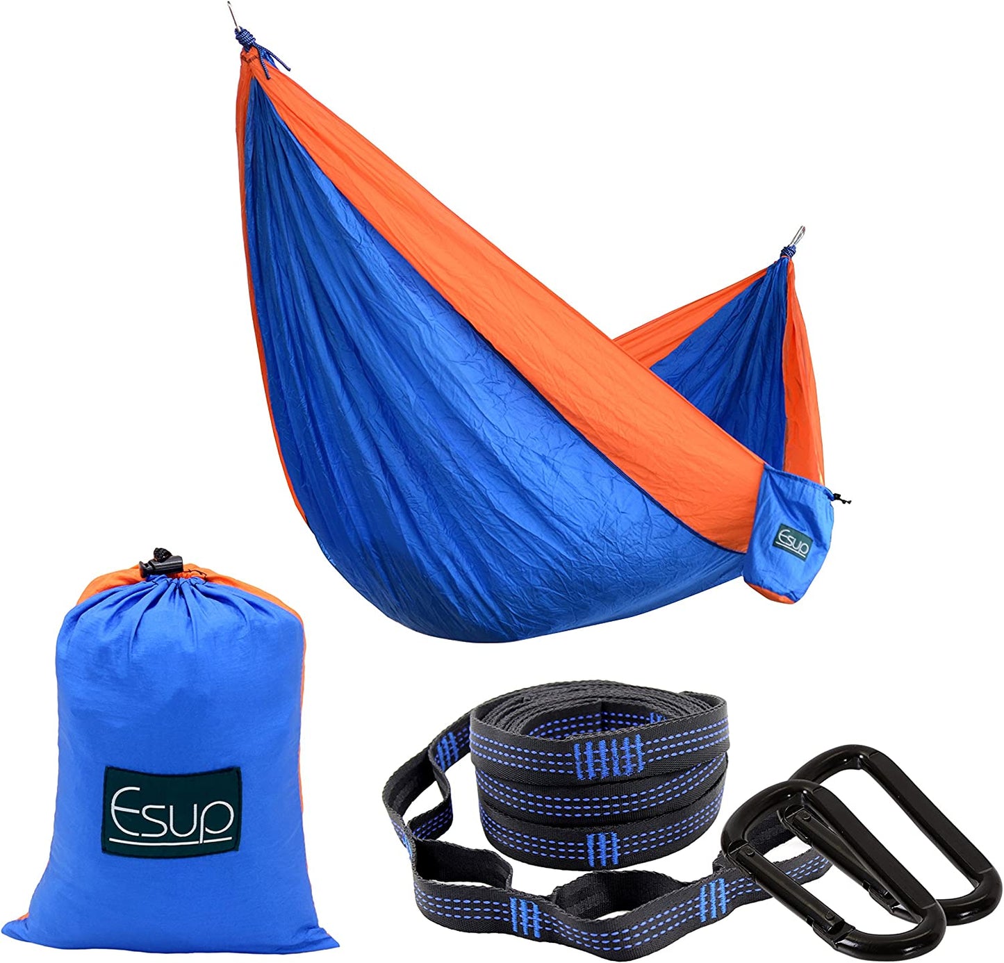 Single & Double Portable Camping Hammock (Blue/Orange)