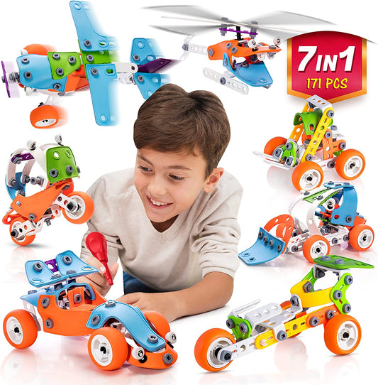 Construction and assembly toys, 171 pieces. multicolored