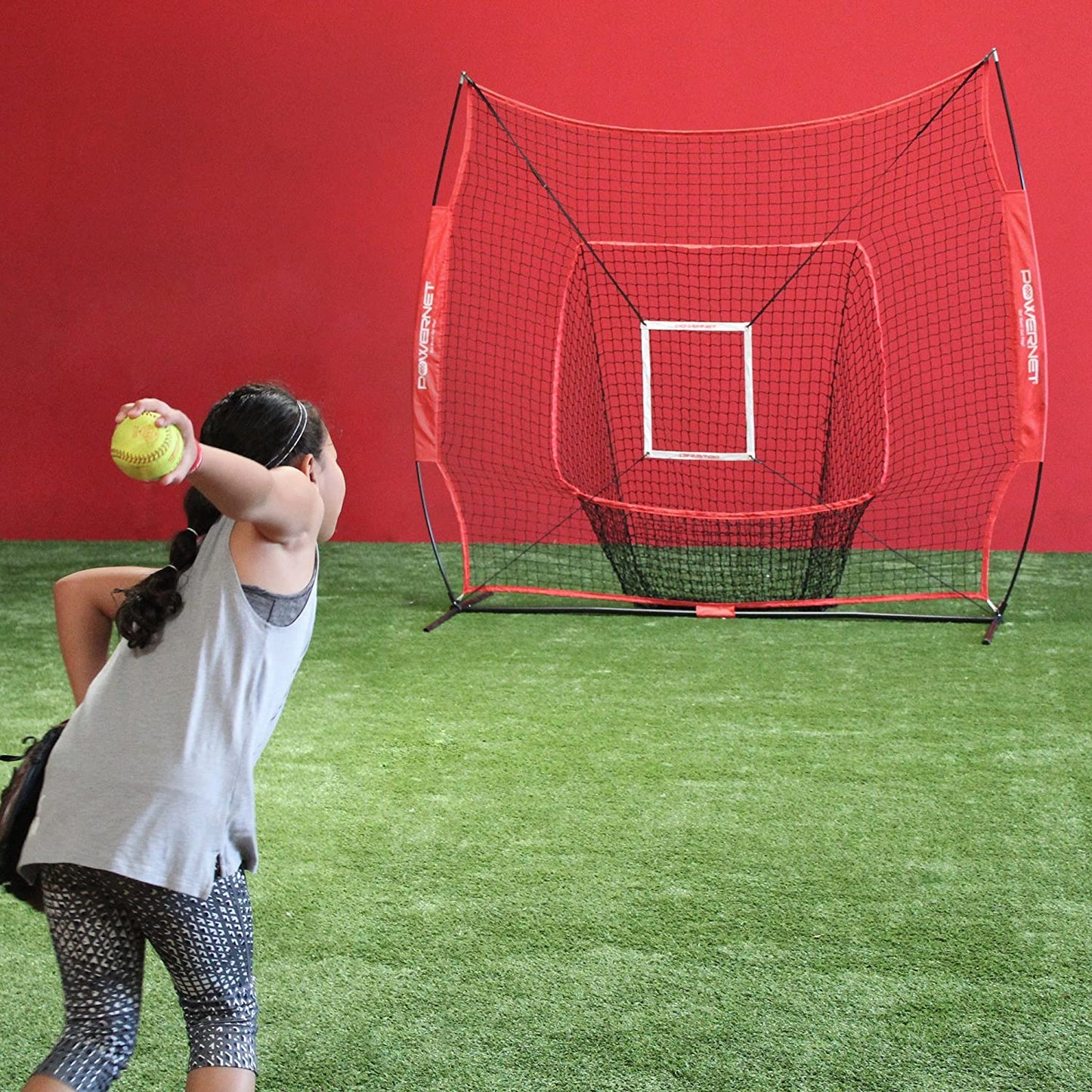 Baseball and Softball Hitting Net, 7x7 FT, Red