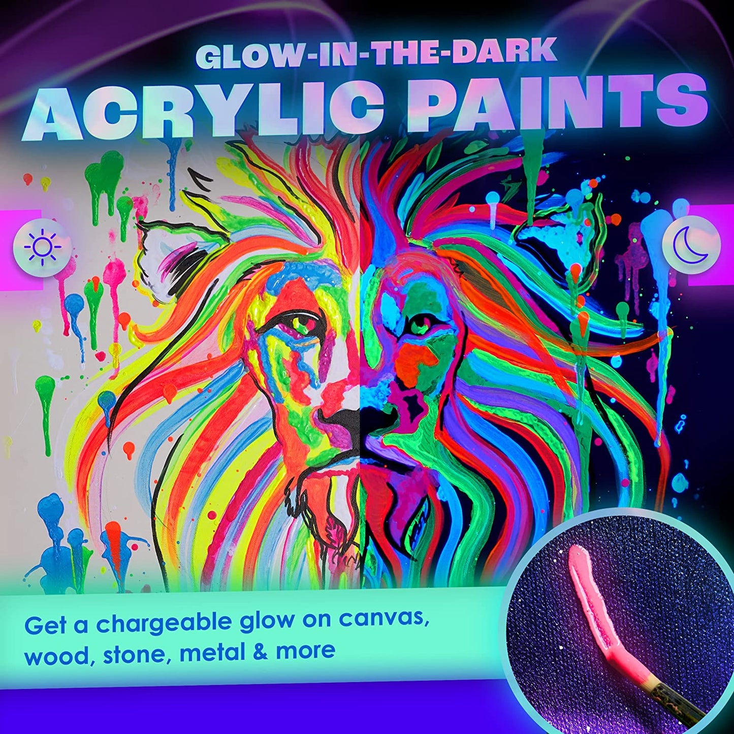 Glow in the Dark Paint - Pack of 8, 20ml