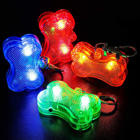 Glow-in-the-Dark Led Tag Dog Collar, Multicolor, 4-Piece