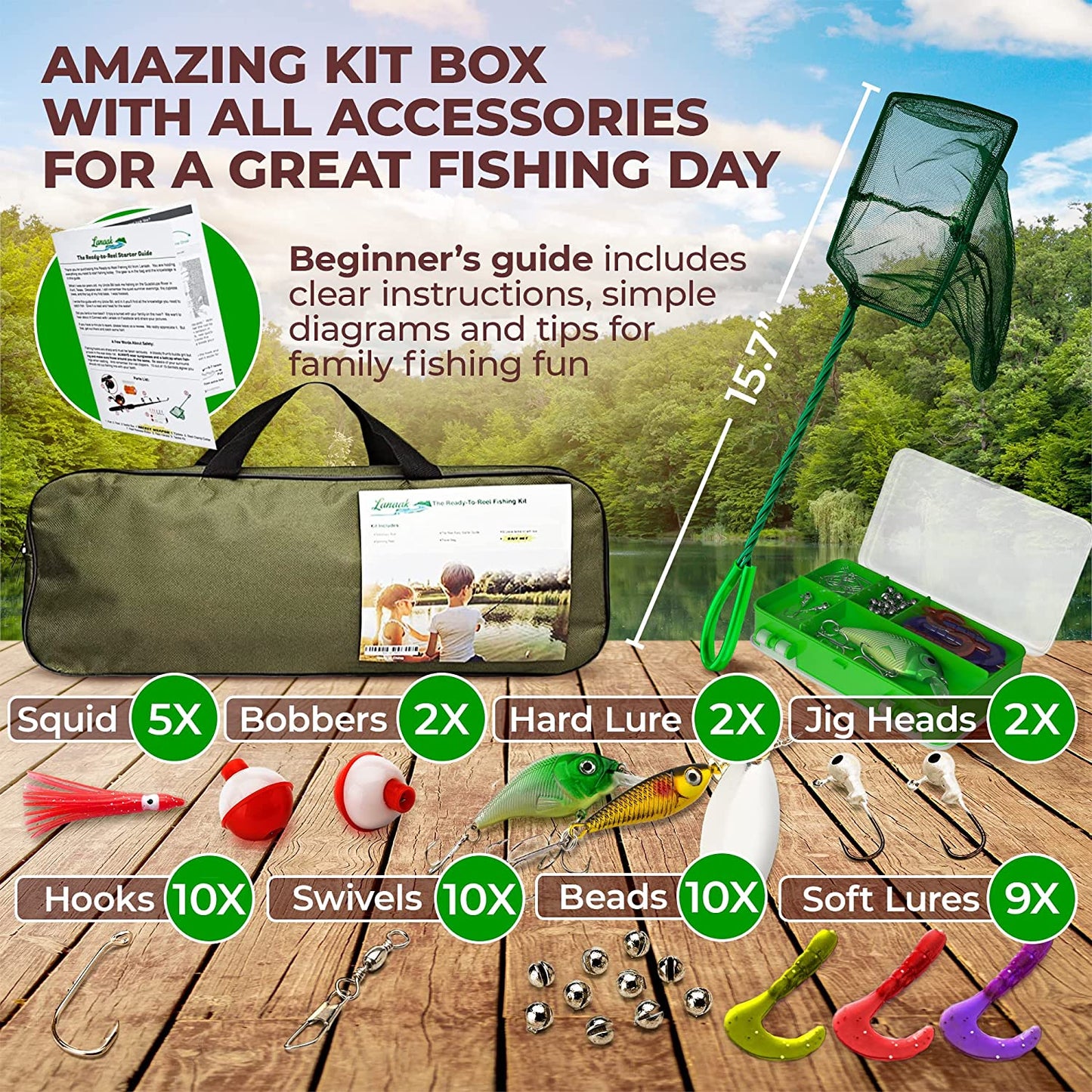 Junior Fishing Starter Kit, Colour: Green