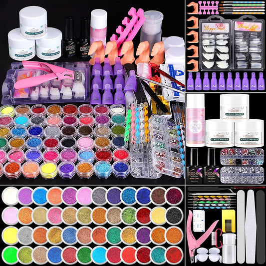 115 in 1 Acrylic Nail Kit 48 Powder Colors, A