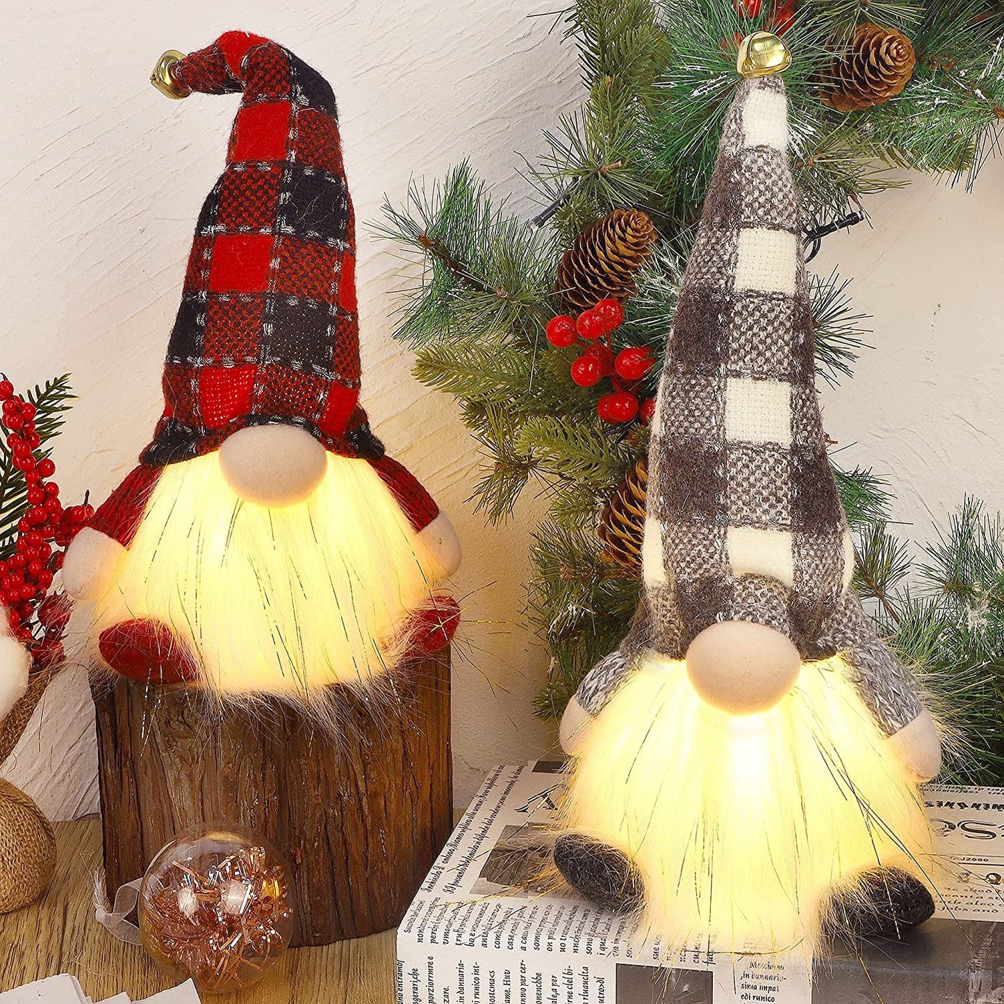 2-Pack 12-Inch Light-Up Christmas Gnomes