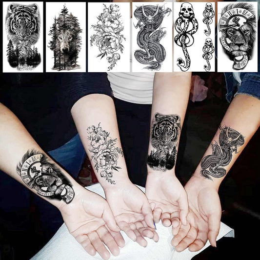 52 Sheets Black Skull Temporary Tattoos