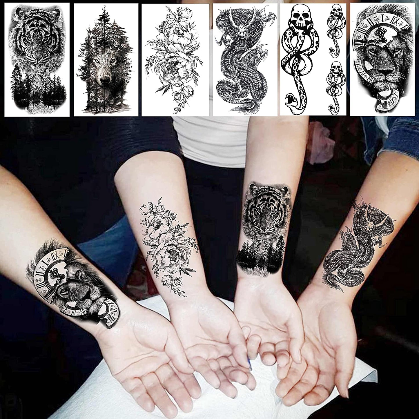 52 Sheets 3D Black Temporary Tattoos