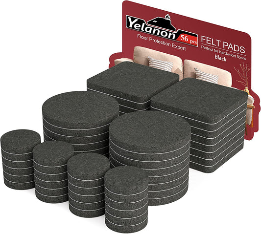 Self-adhesive furniture pads, 56 pieces (Color: Black)