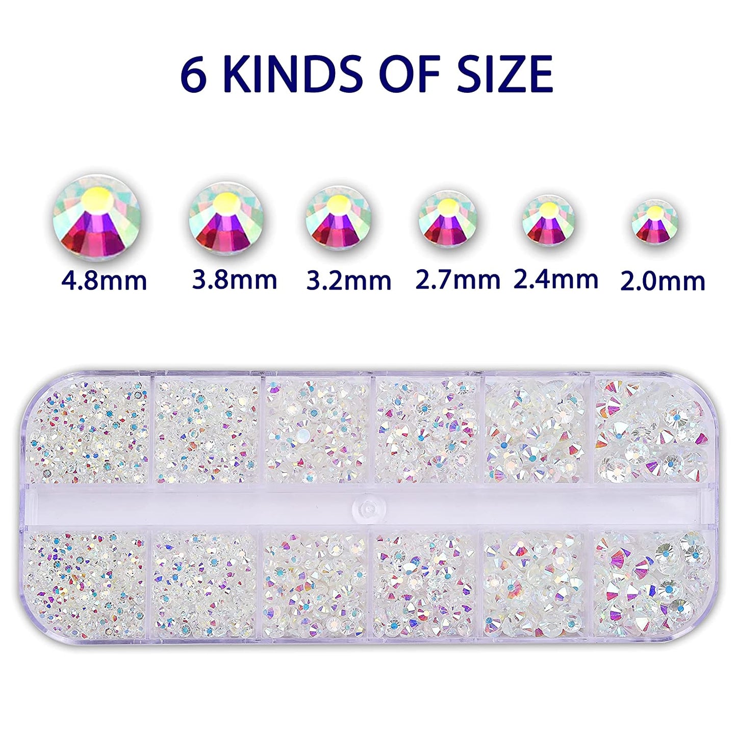 3000 Pieces Nail Art Rhinestones (Clear AB)