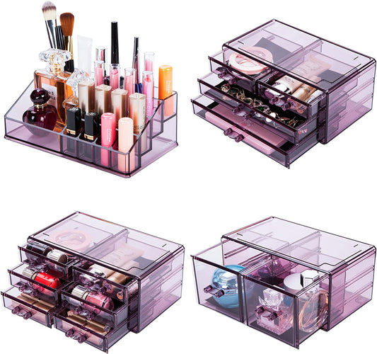 15 Drawer Makeup Cosmetic Organizer (purple)