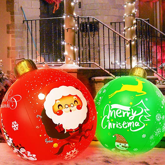 2 Pack 24 Inch LED Lighted PVC Inflatable Christmas Ball