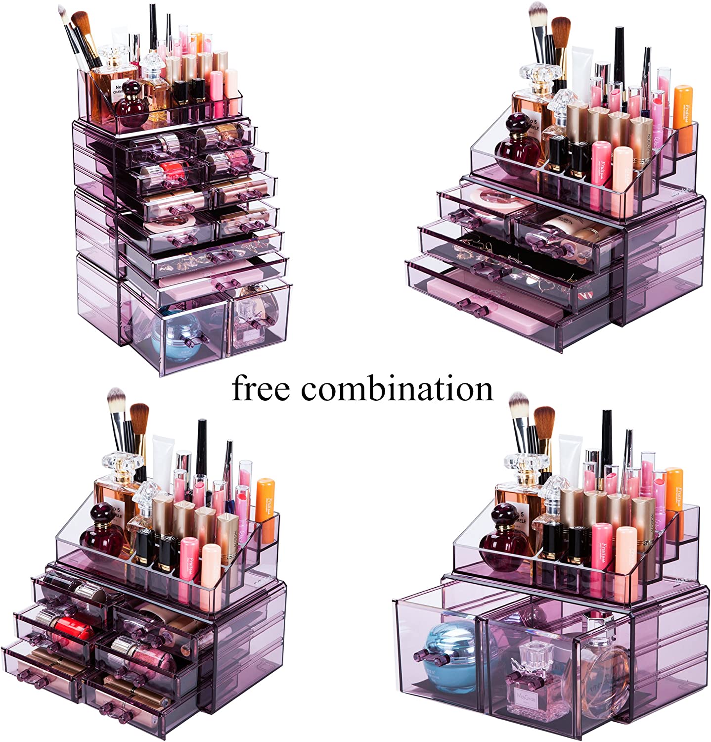 15 Drawer Makeup Cosmetic Organizer (purple)