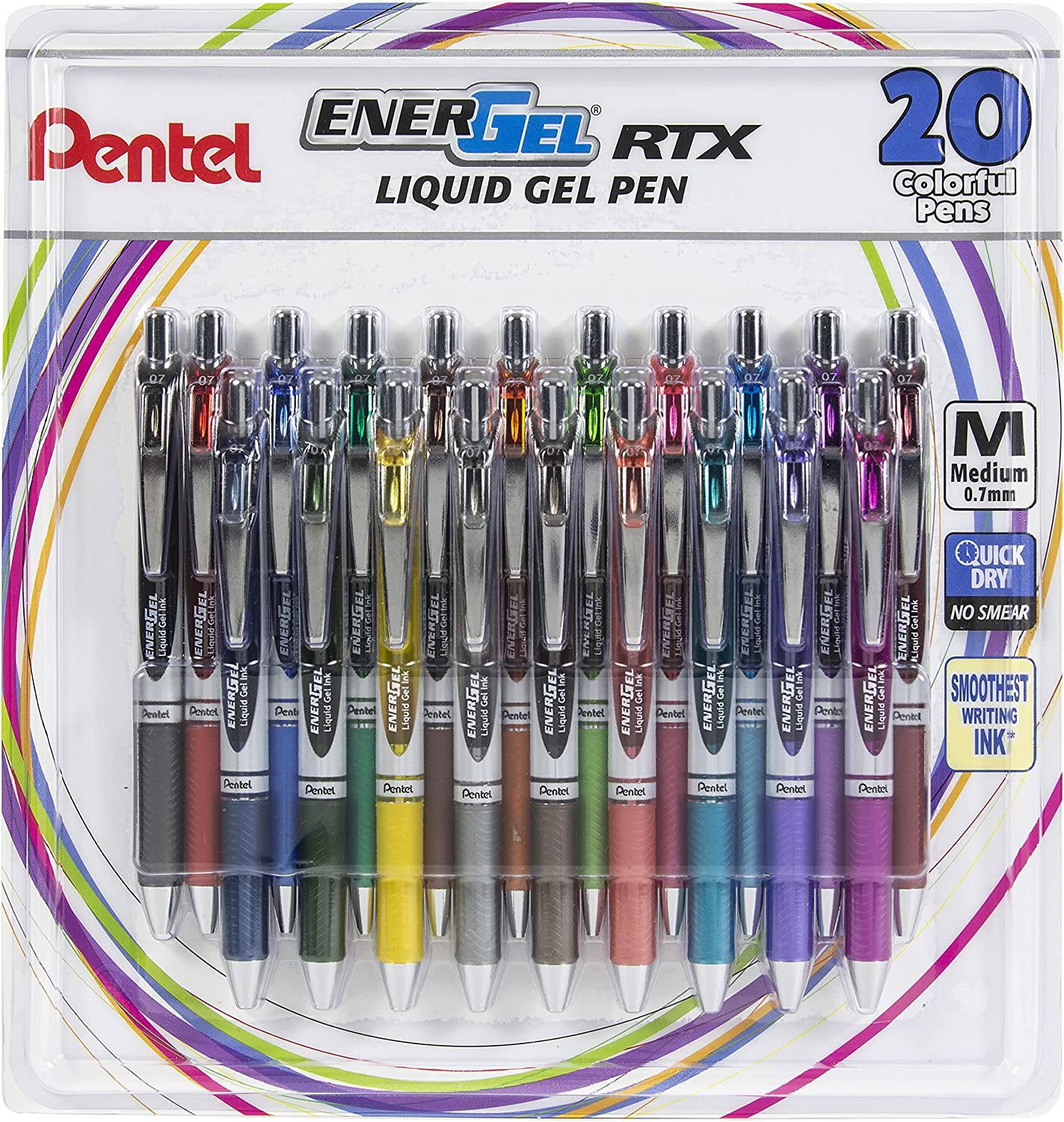 Retractable Liquid Gel Ink Pen, (0.7mm), 20 Pack (BL77BP20M)