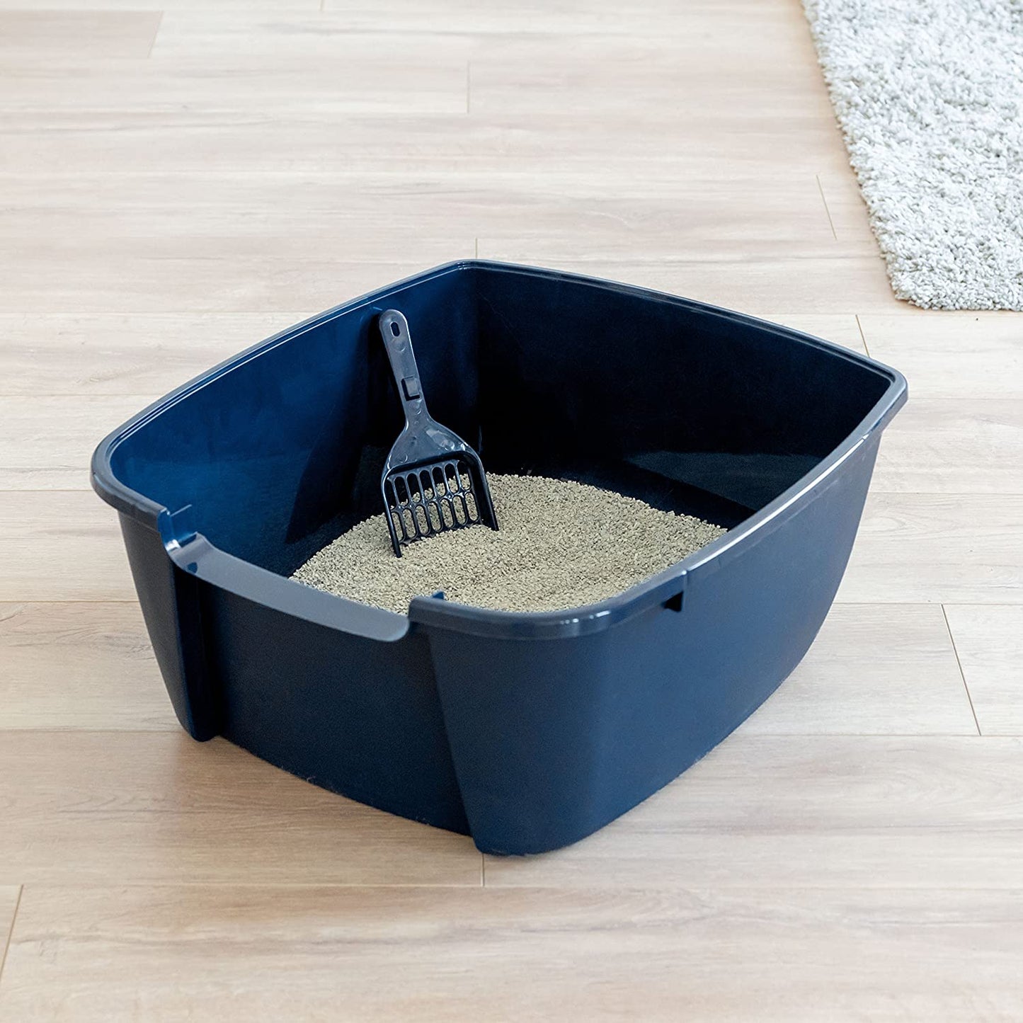 Large corner litter box with scoop (JUmbo/Navy)