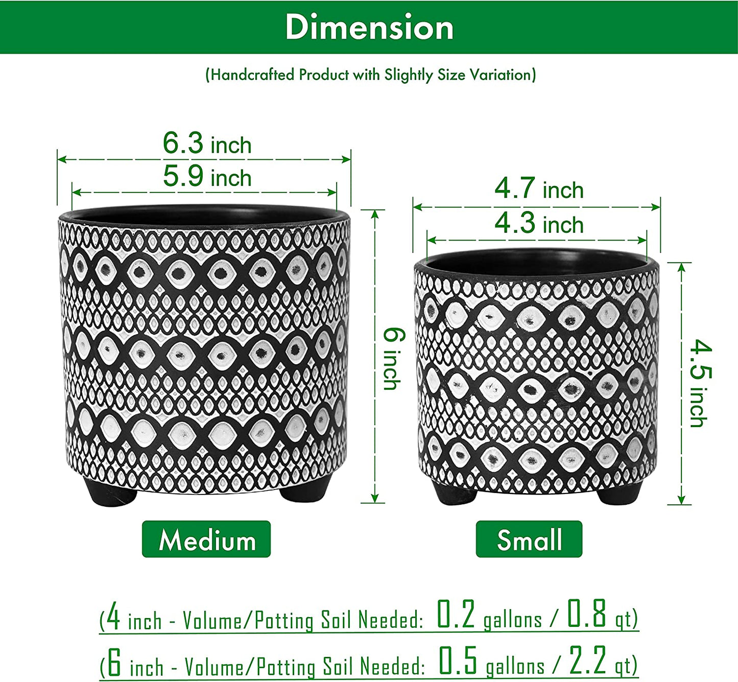 Set of 2 Terracotta Planter Pots, 4 Inch & 6 Inch