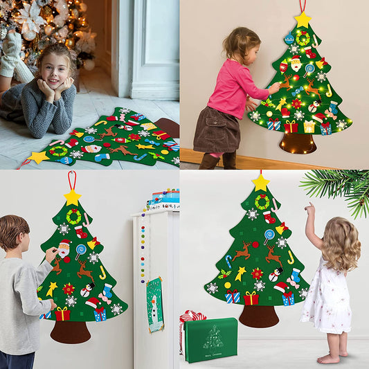 3 Foot Lighted Felt Christmas Tree Set - 33 Ornaments