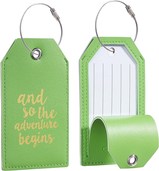 set of 2 luggage tags with privacy cover, (green)