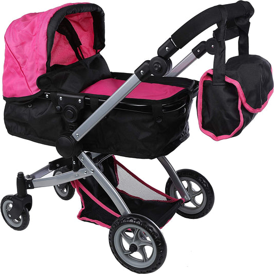 Deluxe Doll Stroller with Swivel Wheels (Pink)