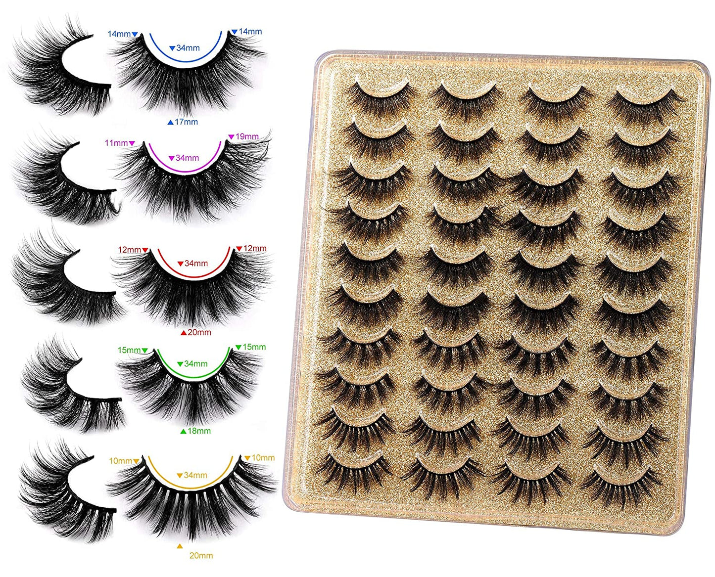 20 Pairs 3D False Eyelashes Pack (E- BLING BLING 5 STYLES)