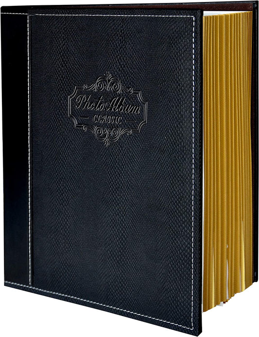 Leather Cover Photo Album 13.31 x 12.99 x 1.69 inches, (Black)