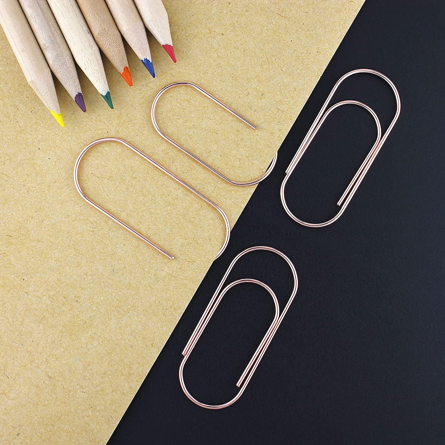 2 Inch Jumbo Wide Paper Clips 50mm 50 Pieces (Rose Gold)