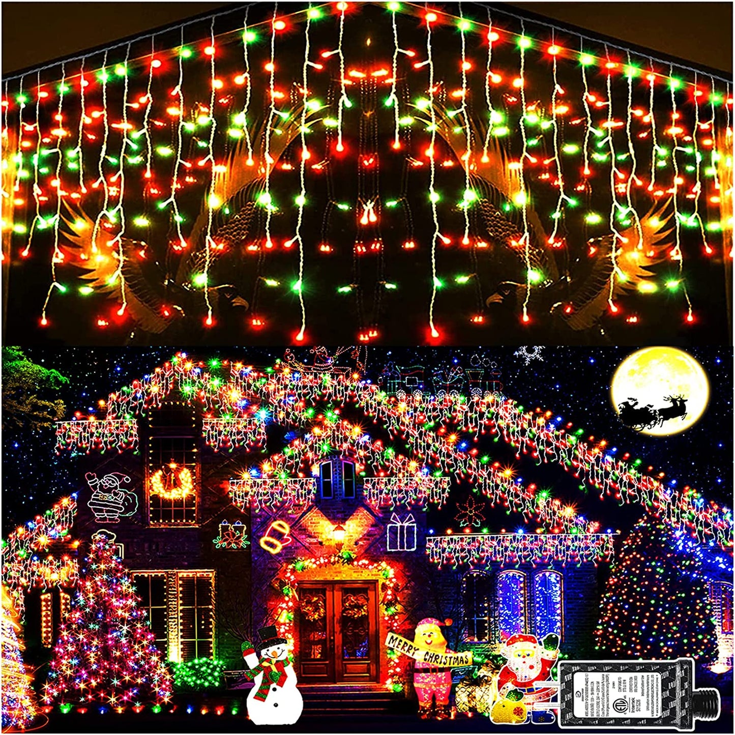 Christmas lights for decoration, 400 LED, 33 feet, Red and Green