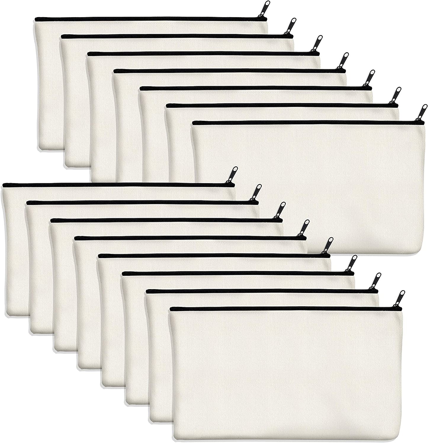 15-Pack Blank Zipper Craft Bags (Off White, 8.3" x 4.7")