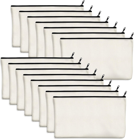 15-Pack Blank Zipper Craft Bags (Off White, 8.3" x 4.7")