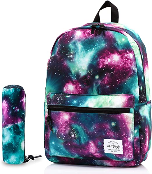 School backpack with cute prints, 18 liters, Green, Bundles