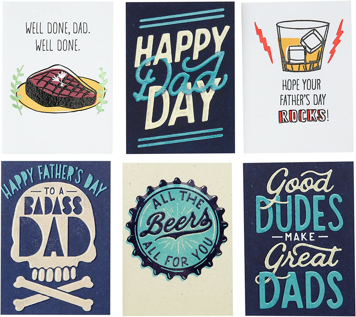 Assortment of 6 fun Father's Day cards with envelopes