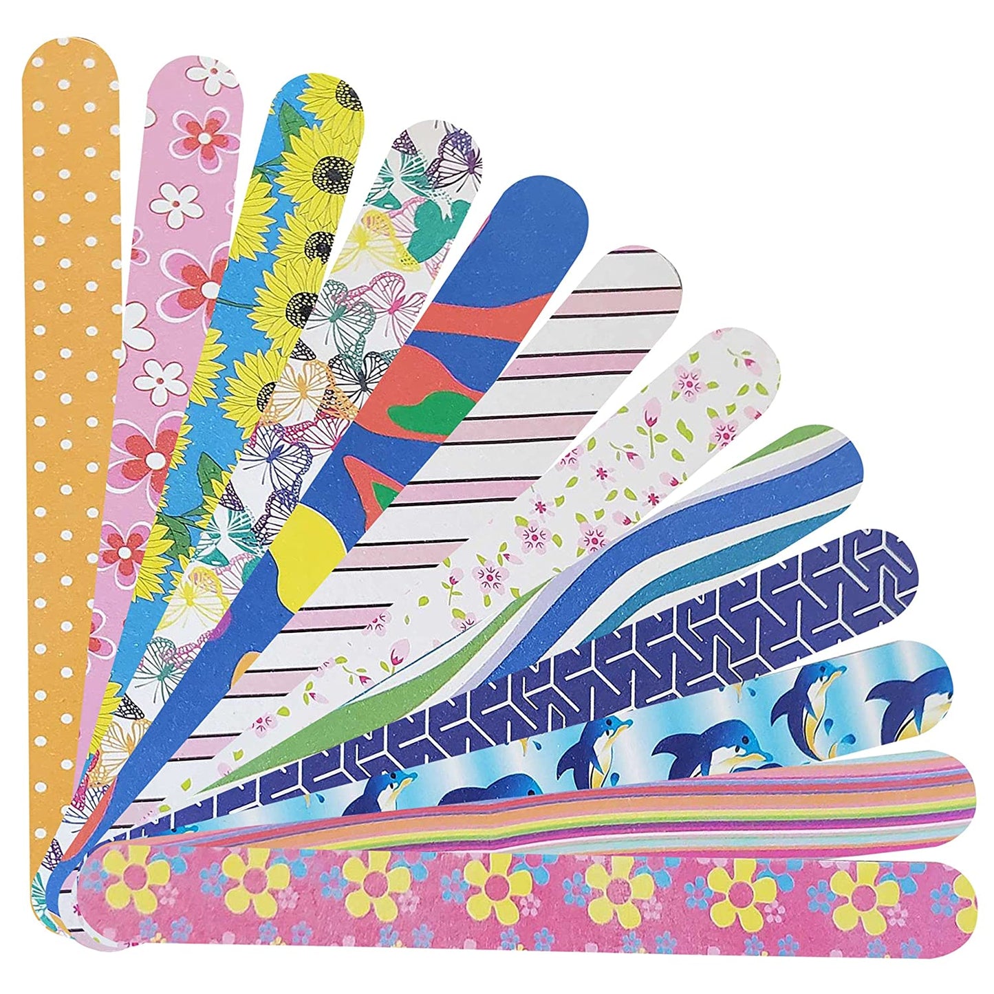 Colorful double sided nail file strips for shaping, pack of 12