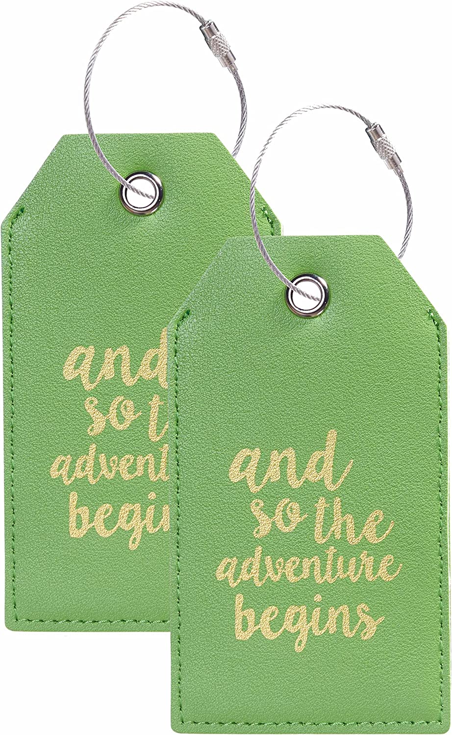 set of 2 luggage tags with privacy cover, (green)