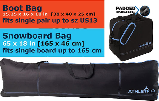 Snowboard and Boot Bag Combo, (Color: Black with Blue Trim)