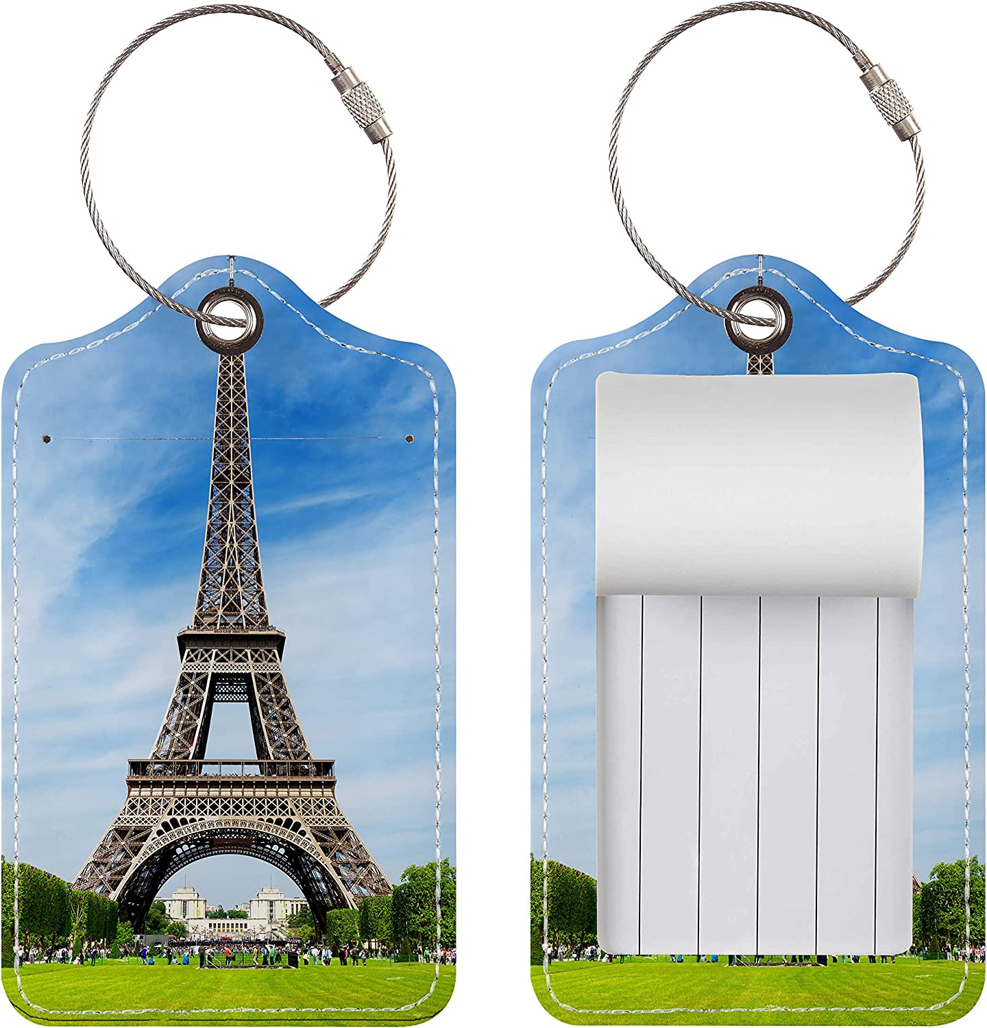 Pack of 2 Luggage Tags 4 x 3 x 0.6 inches, (Pairs Tower)