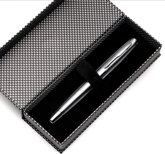 Chrome Ballpoint Pen Set with Ink Refills (Silver)