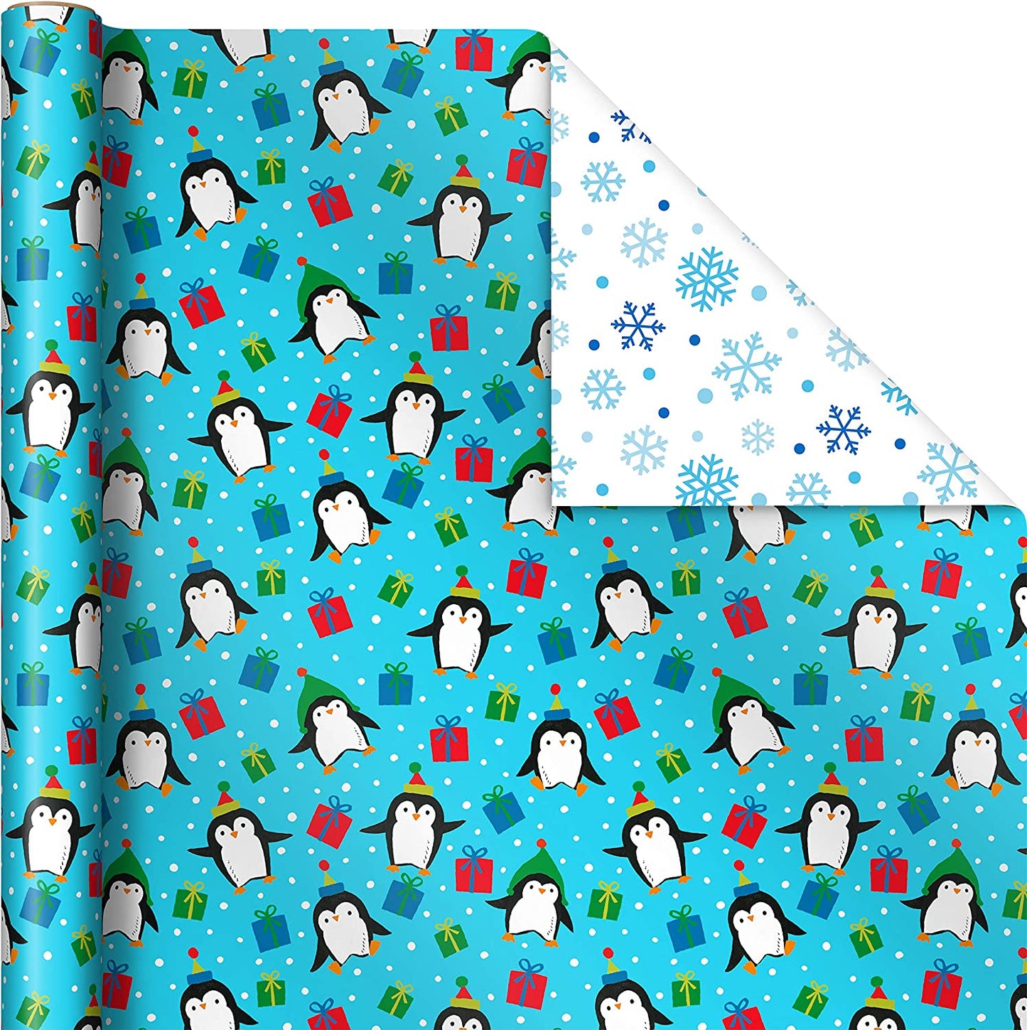 Cute Reversible Christmas Wrapping Paper (3 Rolls: 120 Sqft ttl)