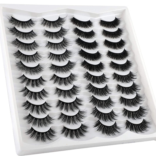 20Pairs 4 Styles Mixed Fluffy Synthetic False Eyelashes Pack 20MM