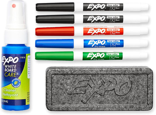 Dry Erase Markers, Fine Point, Assorted Colors, 7 Pack