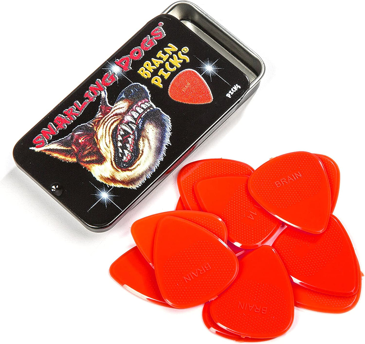 0.73 Guitar Picks, 12 Pieces, Collectible Tin, Red Nylon