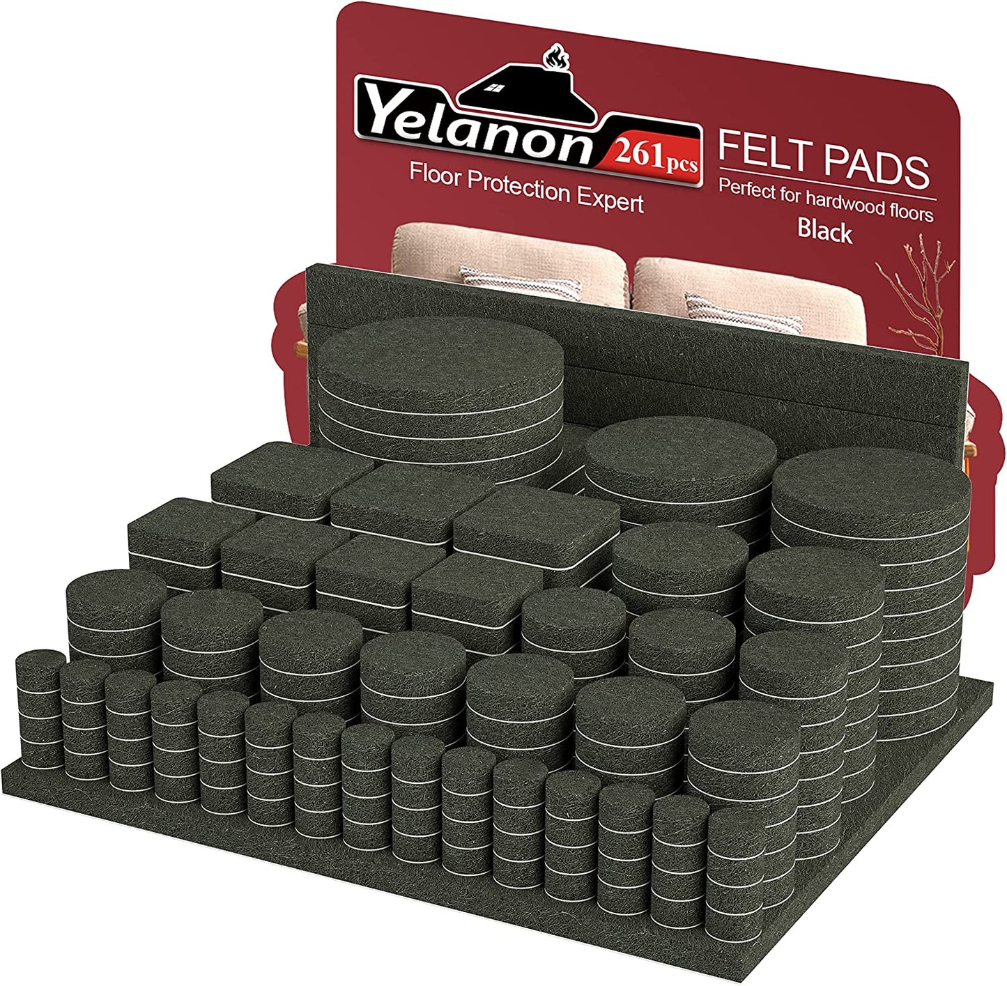 Self Adhesive Felt Furniture Pads, 261 Count (Color: Black)