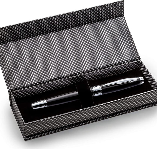 Set of black ballpoint pens with ink refill