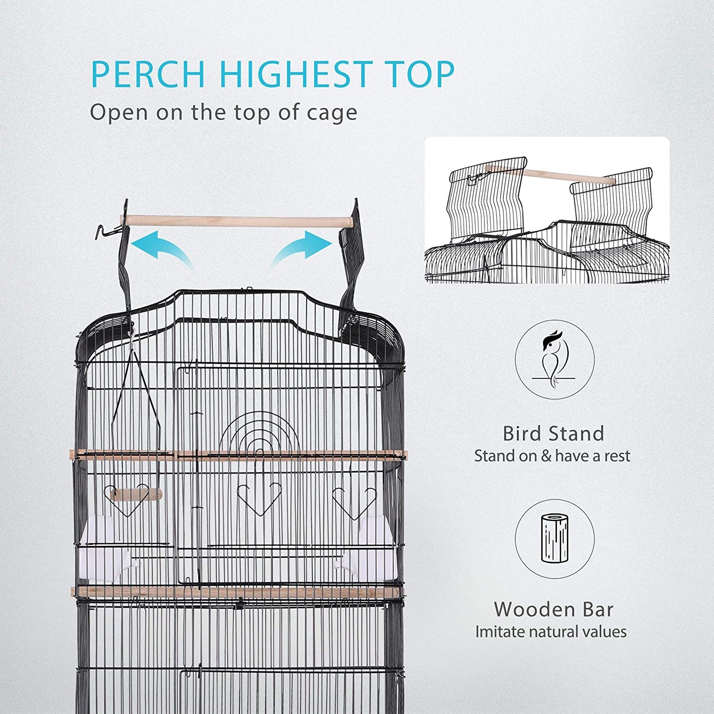 Wrought Iron Bird Cage, 18.1 x 14.1 x 59.8 inches