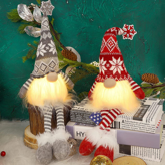 2 Pack Light Up Christmas Gnomes with Hanging Legs