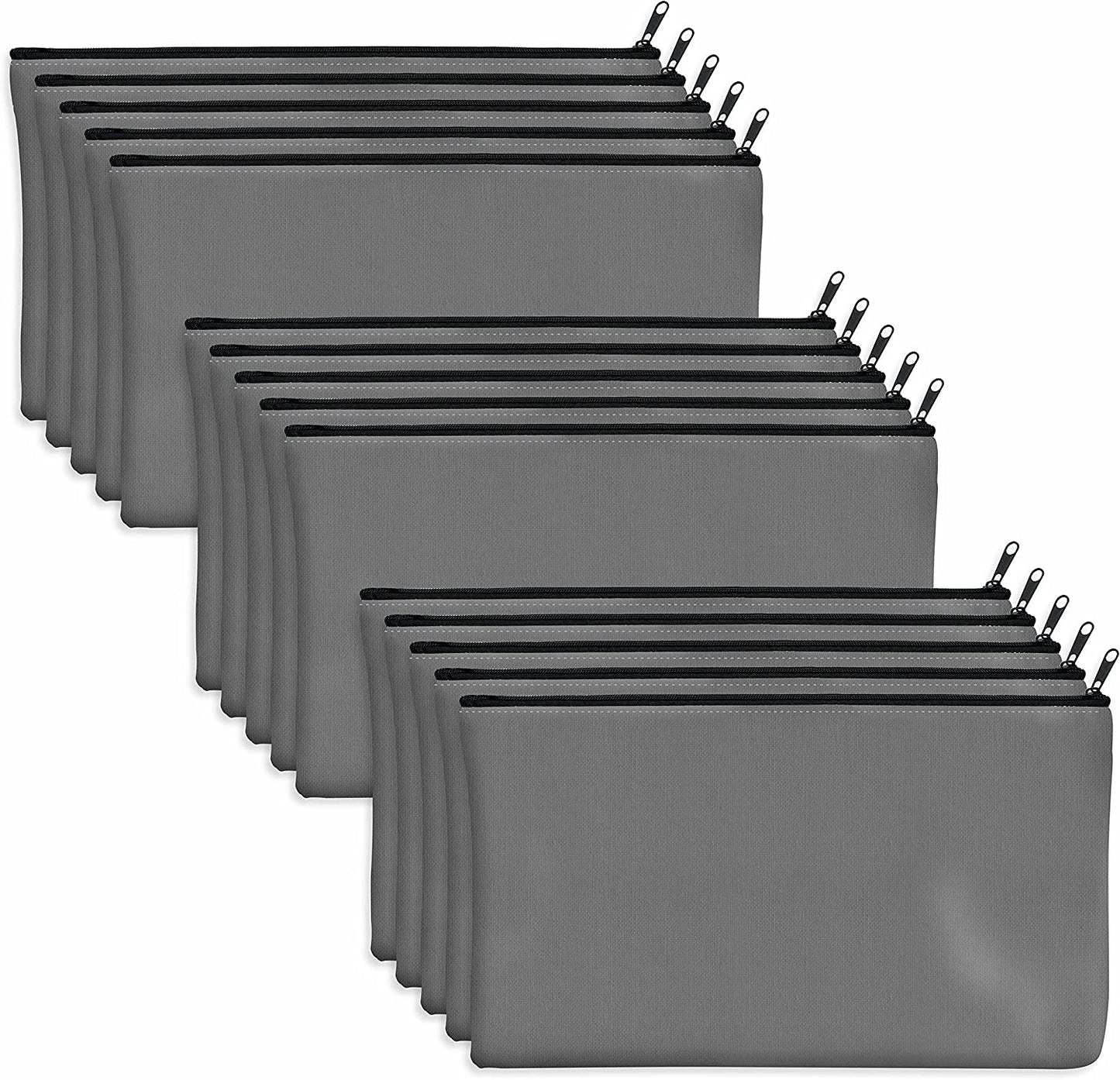 15-Pack Blank Zipper Craft Bags (Gray, 8.3" x 4.7")