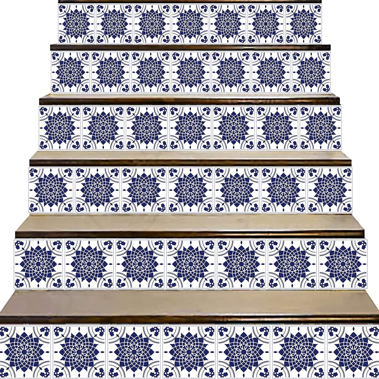 12 Bohemian Style Tile Stickers (6" x 6") - Blue