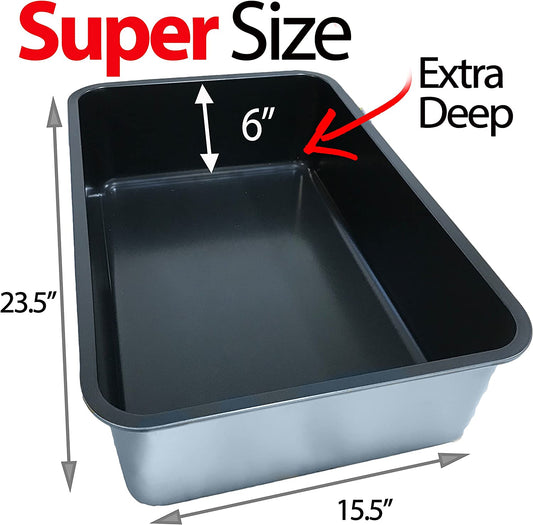 XL stainless steel litter box with non-stick coating